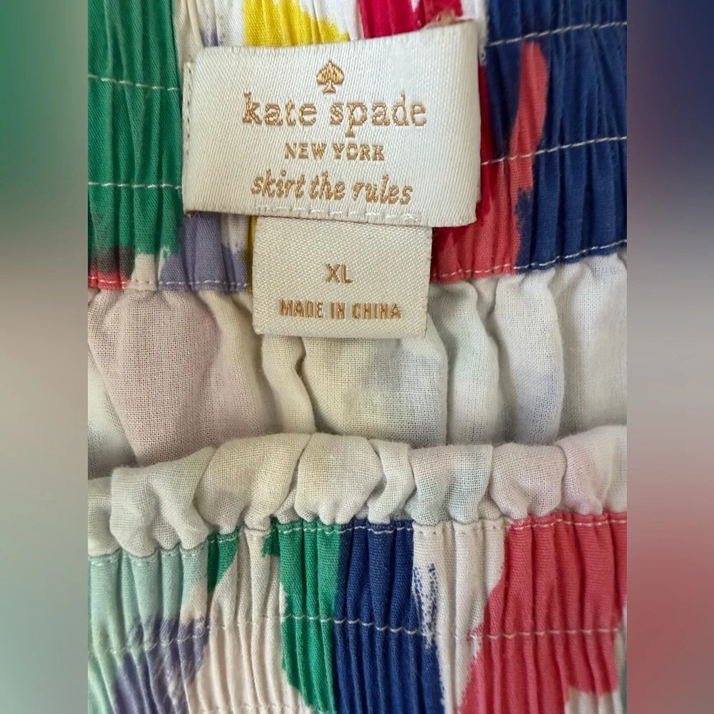 Kate Spade Skirt The Rules XL Multicolor Brushstroke A-Line Skirt Elastic Waist - Picture 8 of 10